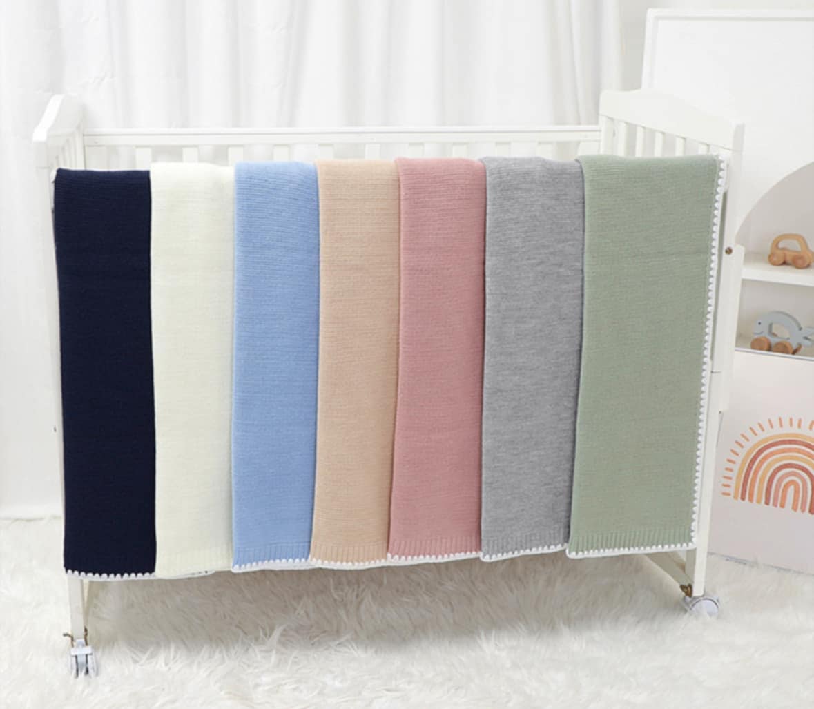 Knit Blankets with white trim